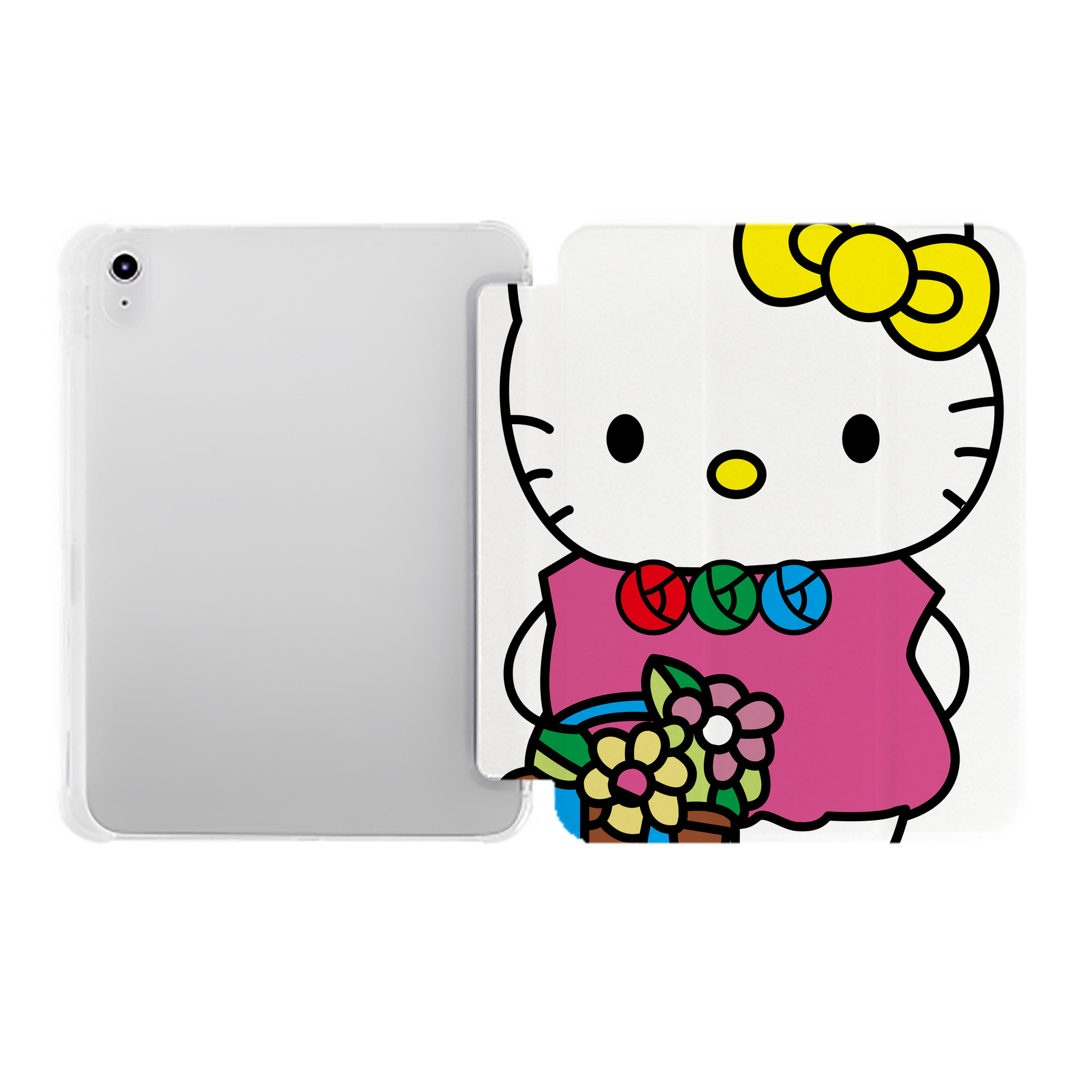 （画像用） Hello Kitty ハローキティ IPad ケース ペン収納付き 三つ折りスタンド PUレザー×シリコン 対応機種9.5/10.5/10.9インチ